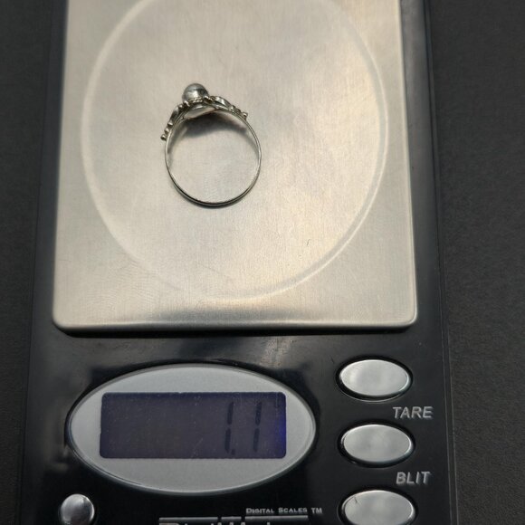 Size 6.75 Sterling Silver Genuine White Pearl Band Ring A6457 - Picture 7 of 7